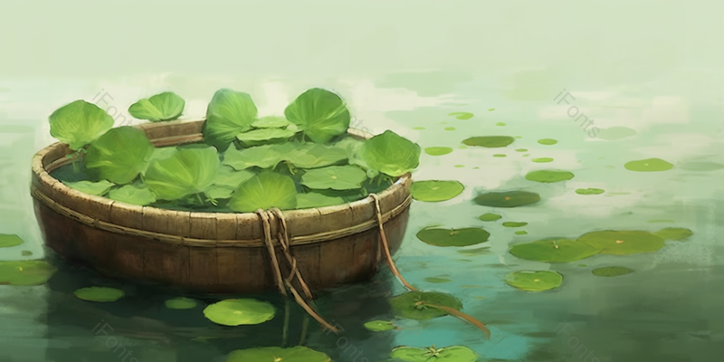 绿色池塘中的荷叶水彩手绘,插画/手绘图,插画/手绘图库,插画/手绘图下载,插画/手绘